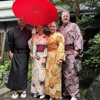Put on a traditional kimono